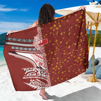Tonga Language Week Sarong Ngatu Pattern and Tongan Alphabet LT03 One Size 44 x 66 inches Red - Polynesian Pride