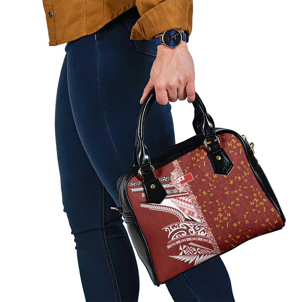 Tonga Language Week Shoulder Handbag Ngatu Pattern and Tongan Alphabet - Polynesian Pride
