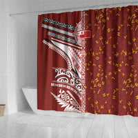 Tonga Language Week Shower Curtain Ngatu Pattern and Tongan Alphabet - Polynesian Pride