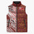 Tonga Language Week Sleeveless Puffer Jacket Ngatu Pattern and Tongan Alphabet - Polynesian Pride