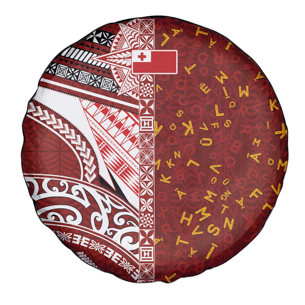 Tonga Language Week Spare Tire Cover Ngatu Pattern and Tongan Alphabet - Polynesian Pride