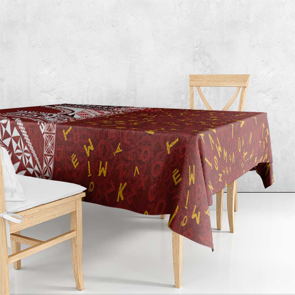 Tonga Language Week Tablecloth Ngatu Pattern and Tongan Alphabet - Polynesian Pride