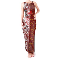 Tonga Language Week Tank Maxi Dress Ngatu Pattern and Tongan Alphabet - Polynesian Pride