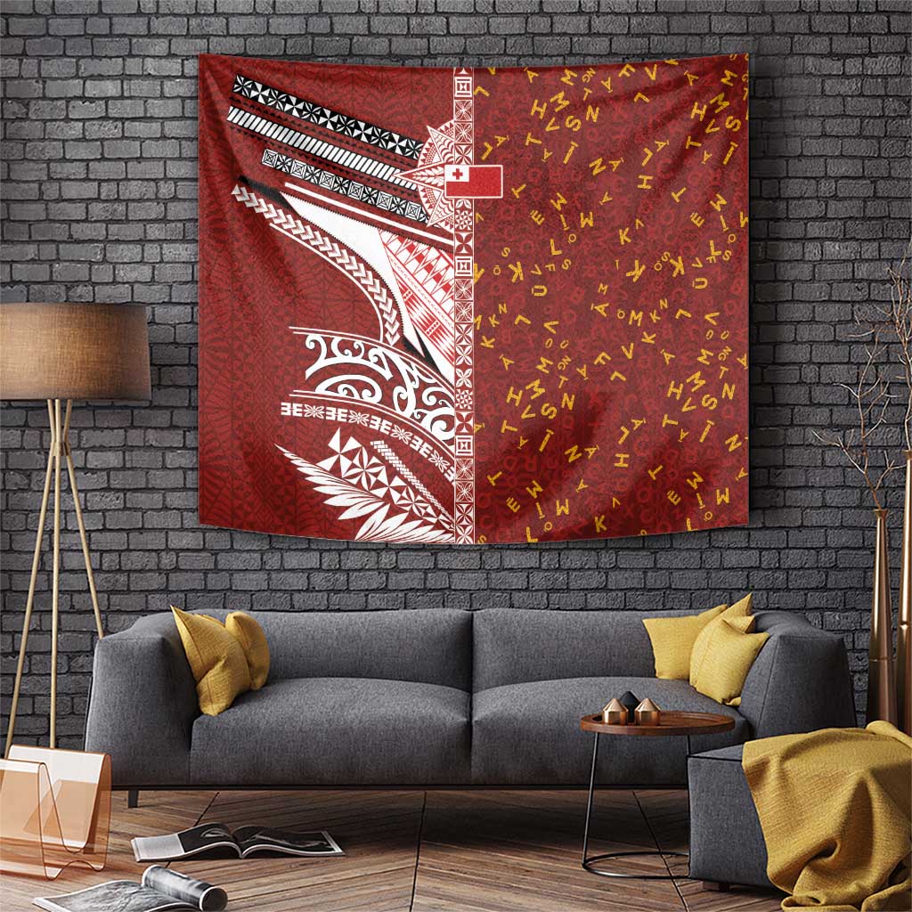 Tonga Language Week Tapestry Ngatu Pattern and Tongan Alphabet - Polynesian Pride