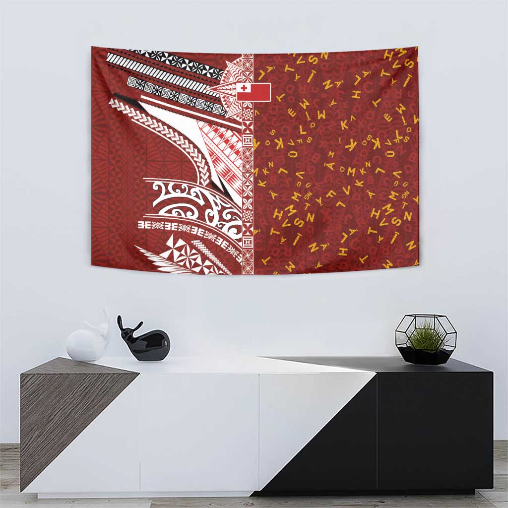 Tonga Language Week Tapestry Ngatu Pattern and Tongan Alphabet - Polynesian Pride