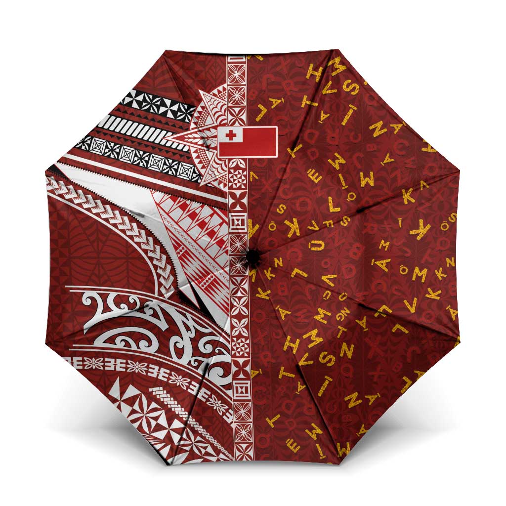 Tonga Language Week Umbrella Ngatu Pattern and Tongan Alphabet - Polynesian Pride