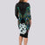 New Zealand Long Sleeve Bodycon Dress Silver Fern and Manaia with Papua Shell Maori Tribal LT03 - Polynesian Pride