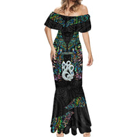 New Zealand Mermaid Dress Silver Fern and Manaia with Papua Shell Maori Tribal LT03 - Polynesian Pride