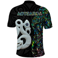 New Zealand Polo Shirt Silver Fern and Manaia with Papua Shell Maori Tribal LT03 - Polynesian Pride