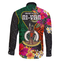 Penama Day Family Matching Off Shoulder Long Sleeve Dress and Hawaiian Shirt Proud To Be A Ni-Van Beauty Pacific Flower LT03 - Polynesian Pride