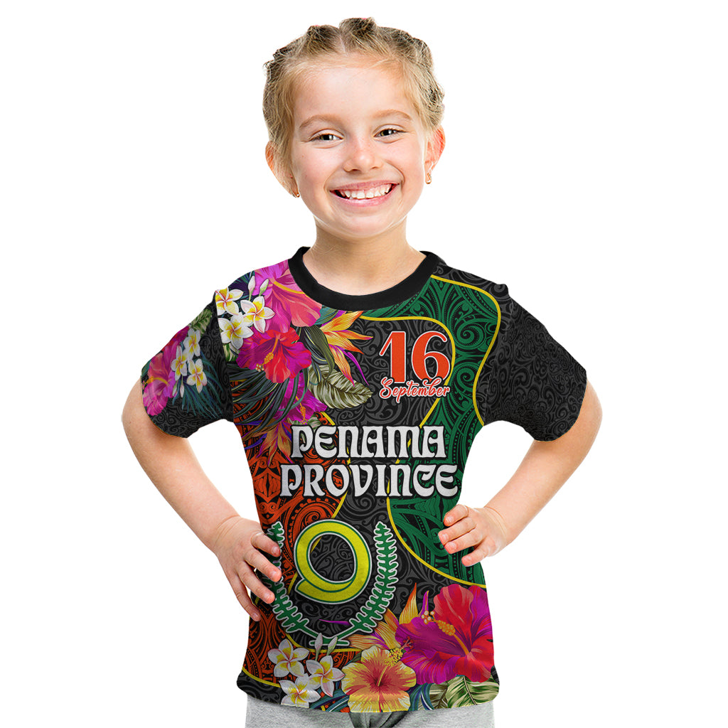 Penama Day Kid T Shirt Proud To Be A Ni-Van Beauty Pacific Flower LT03 Black - Polynesian Pride