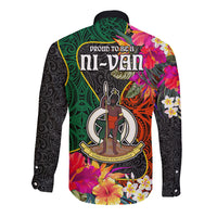 Penama Day Long Sleeve Button Shirt Proud To Be A Ni-Van Beauty Pacific Flower LT03 - Polynesian Pride