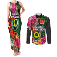 Personalised Penama Day Couples Matching Tank Maxi Dress and Long Sleeve Button Shirts Proud To Be A Ni-Van Beauty Pacific Flower LT03 Black - Polynesian Pride