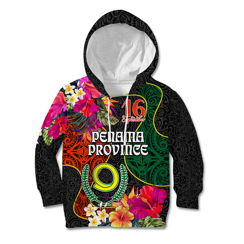Personalised Penama Day Kid Hoodie Proud To Be A Ni-Van Beauty Pacific Flower LT03 Hoodie Black - Polynesian Pride