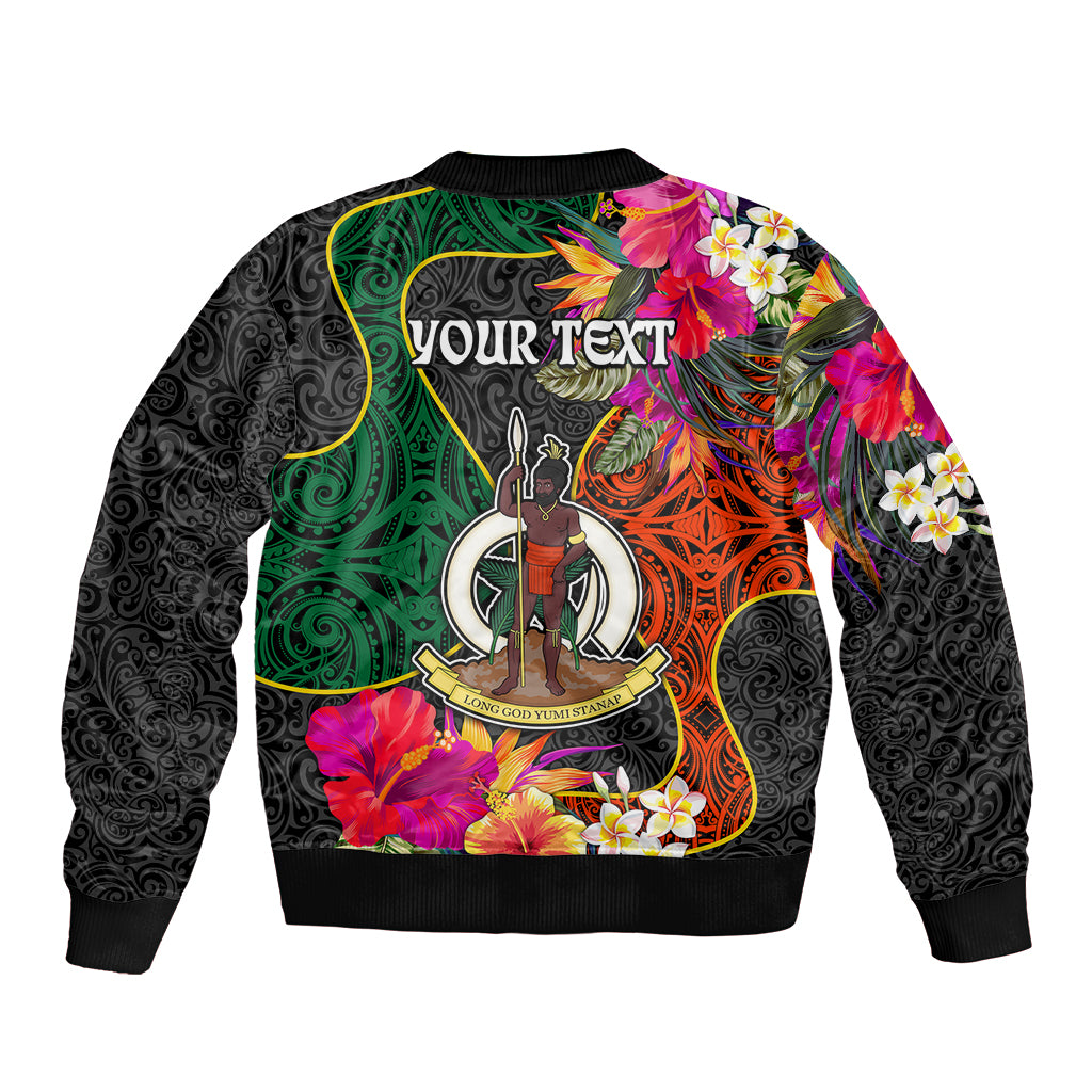 Personalised Penama Day Sleeve Zip Bomber Jacket Proud To Be A Ni-Van Beauty Pacific Flower LT03 - Polynesian Pride