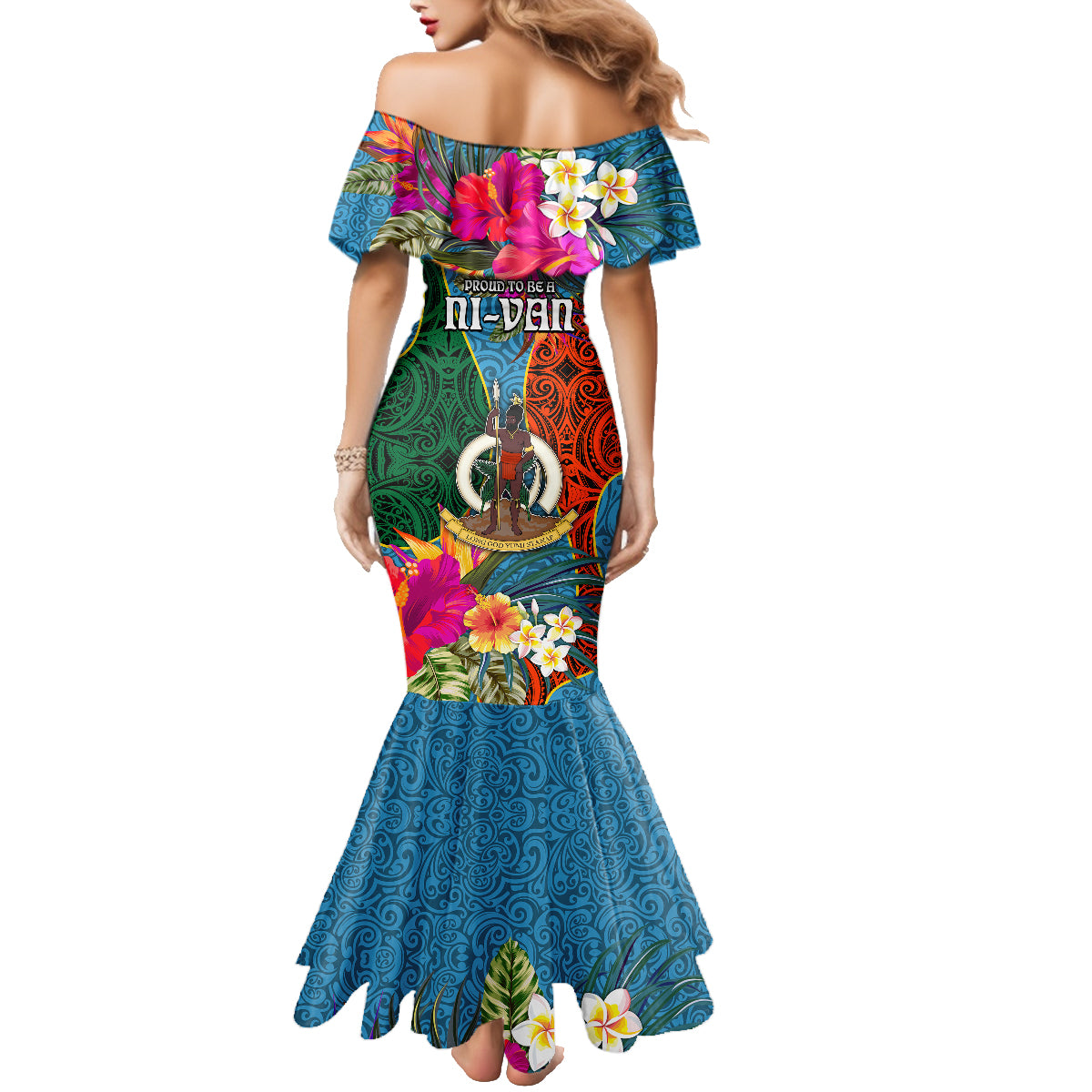 Sanma Day Family Matching Mermaid Dress and Hawaiian Shirt Proud To Be A Ni-Van Beauty Pacific Flower LT03 - Polynesian Pride
