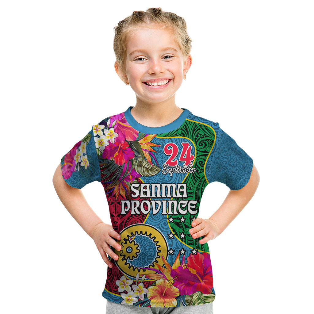 Sanma Day Kid T Shirt Proud To Be A Ni-Van Beauty Pacific Flower LT03 Blue - Polynesian Pride