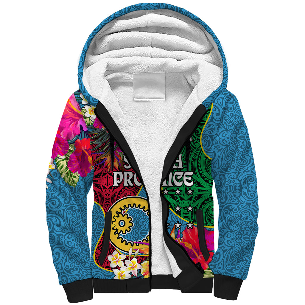 Sanma Day Sherpa Hoodie Proud To Be A Ni-Van Beauty Pacific Flower LT03 Unisex Blue - Polynesian Pride