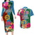 Personalised Sanma Day Couples Matching Long Sleeve Bodycon Dress and Hawaiian Shirt Proud To Be A Ni-Van Beauty Pacific Flower LT03 Blue - Polynesian Pride