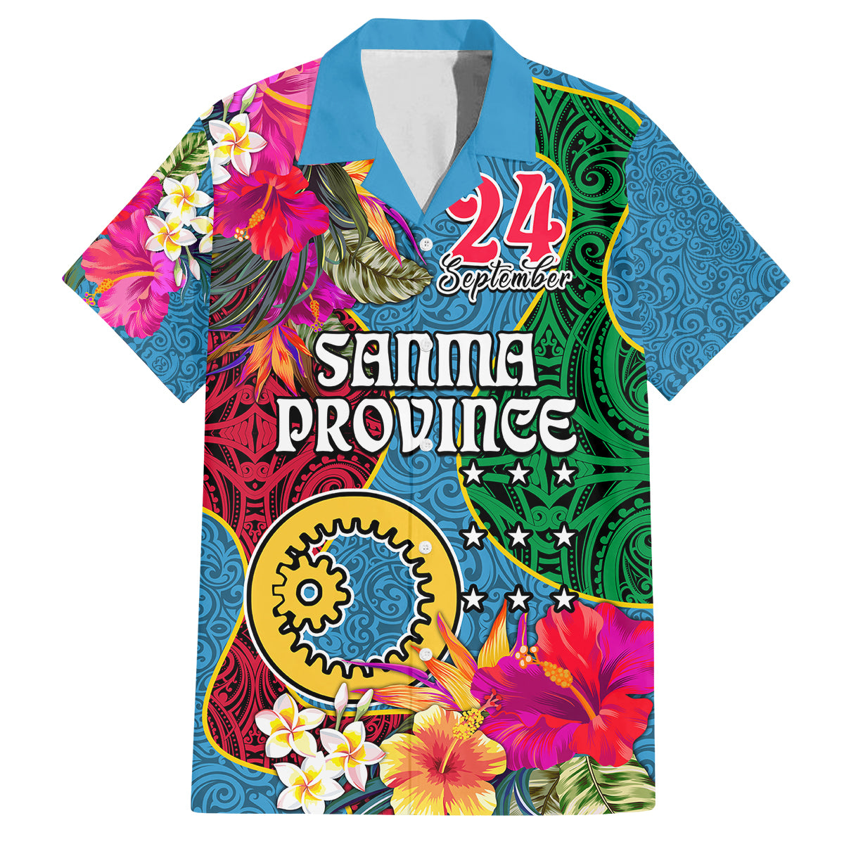 Personalised Sanma Day Family Matching Off Shoulder Short Dress and Hawaiian Shirt Proud To Be A Ni-Van Beauty Pacific Flower LT03 - Polynesian Pride