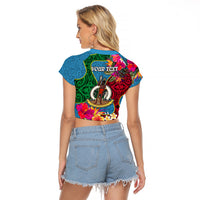 Personalised Sanma Day Raglan Cropped T Shirt Proud To Be A Ni-Van Beauty Pacific Flower LT03 - Polynesian Pride