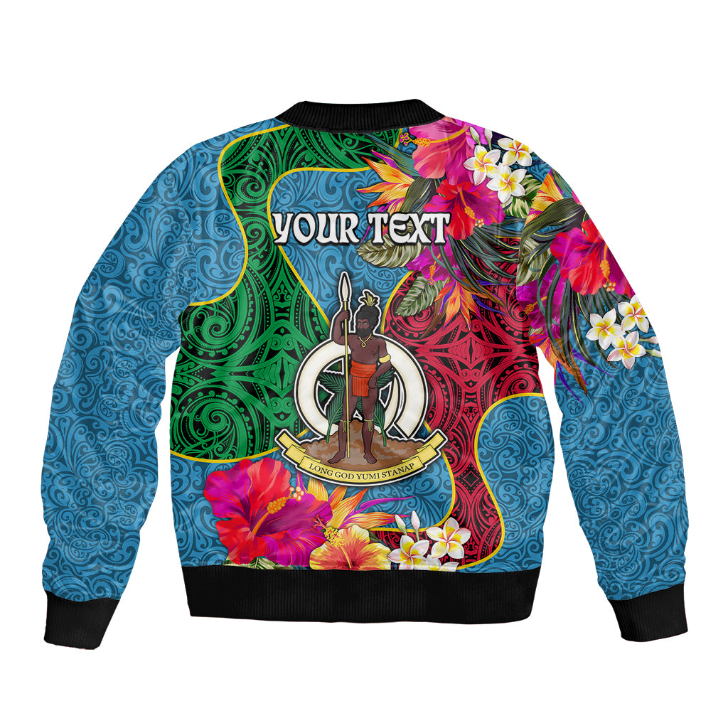 Personalised Sanma Day Sleeve Zip Bomber Jacket Proud To Be A Ni-Van Beauty Pacific Flower LT03 - Polynesian Pride
