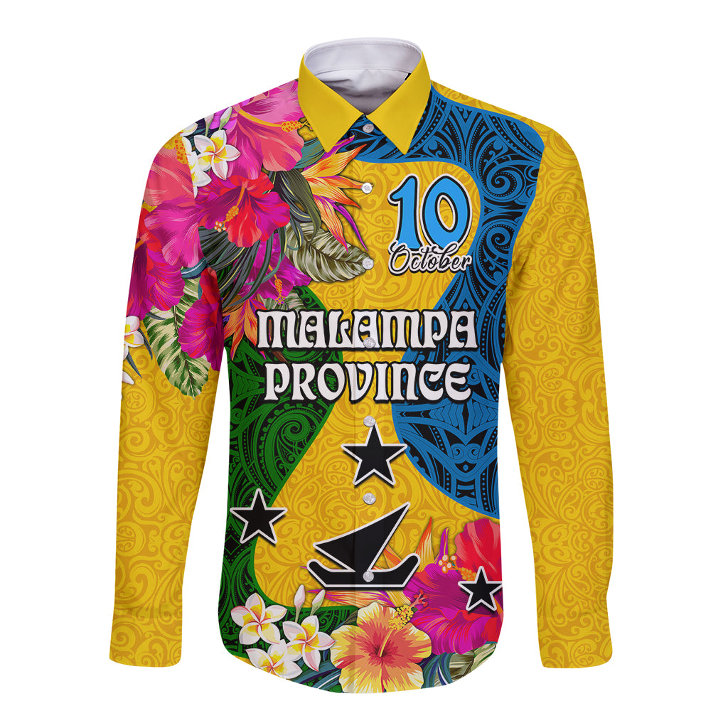 Malampa Day Long Sleeve Button Shirt Proud To Be A Ni-Van Beauty Pacific Flower LT03 Unisex Yellow - Polynesian Pride