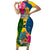 Malampa Day Short Sleeve Bodycon Dress Proud To Be A Ni-Van Beauty Pacific Flower LT03 Long Dress Yellow - Polynesian Pride