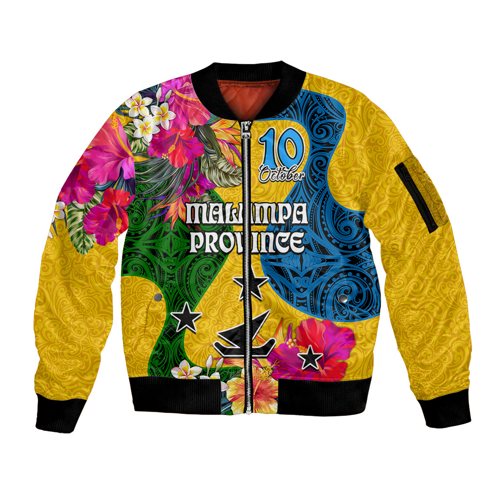 Malampa Day Sleeve Zip Bomber Jacket Proud To Be A Ni-Van Beauty Pacific Flower LT03 Unisex Yellow - Polynesian Pride