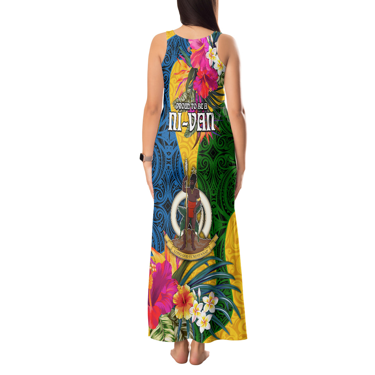 Malampa Day Tank Maxi Dress Proud To Be A Ni-Van Beauty Pacific Flower LT03 - Polynesian Pride