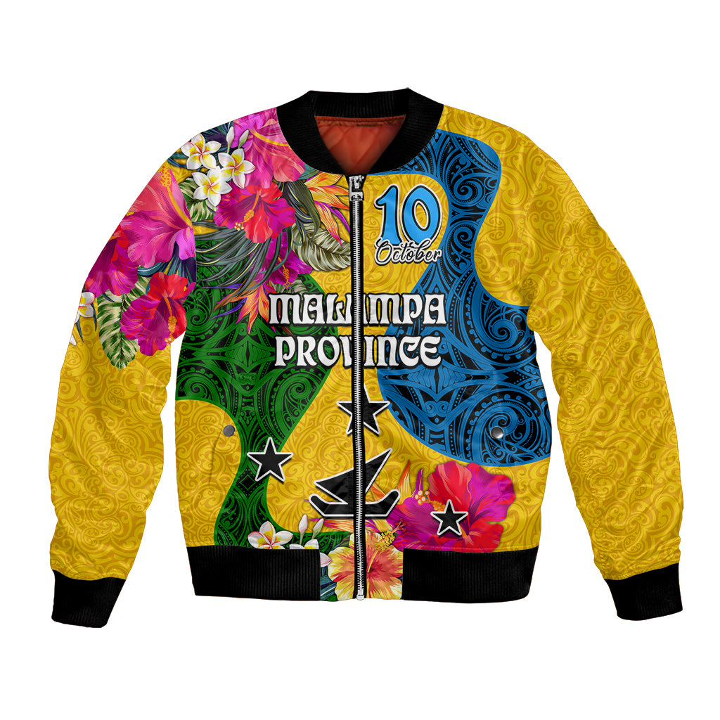 Personalised Malampa Day Bomber Jacket Proud To Be A Ni-Van Beauty Pacific Flower LT03 Unisex Yellow - Polynesian Pride