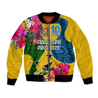 Personalised Malampa Day Bomber Jacket Proud To Be A Ni-Van Beauty Pacific Flower LT03 Unisex Yellow - Polynesian Pride