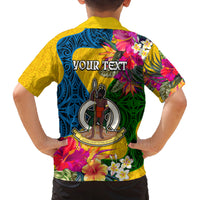Personalised Malampa Day Family Matching Long Sleeve Bodycon Dress and Hawaiian Shirt Proud To Be A Ni-Van Beauty Pacific Flower LT03 - Polynesian Pride