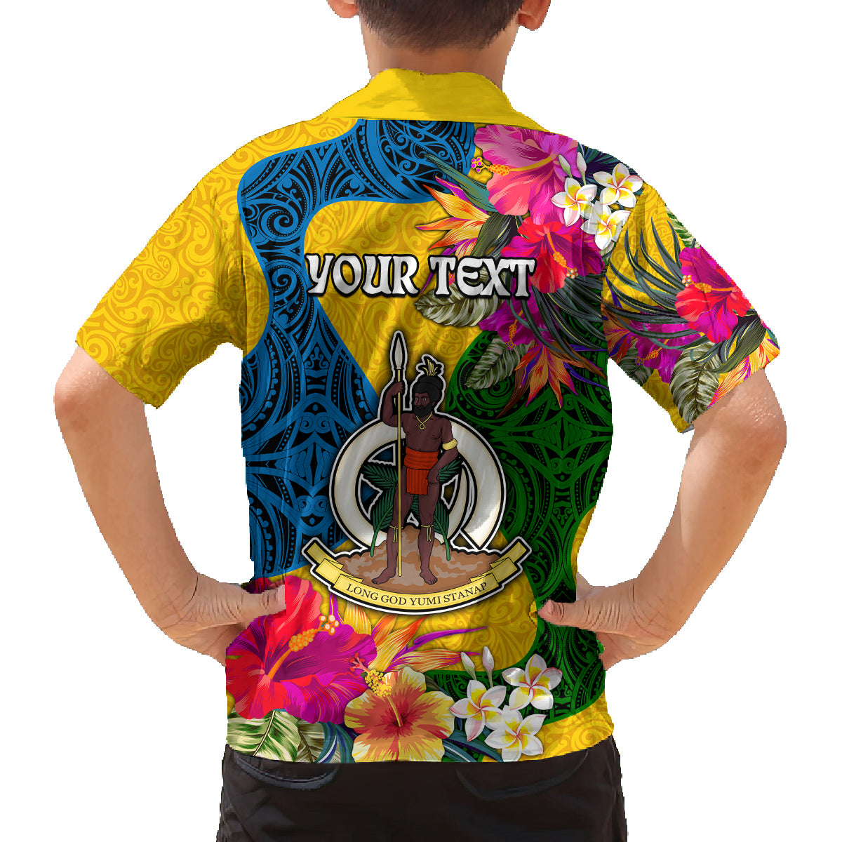 Personalised Malampa Day Family Matching Off Shoulder Maxi Dress and Hawaiian Shirt Proud To Be A Ni-Van Beauty Pacific Flower LT03 - Polynesian Pride