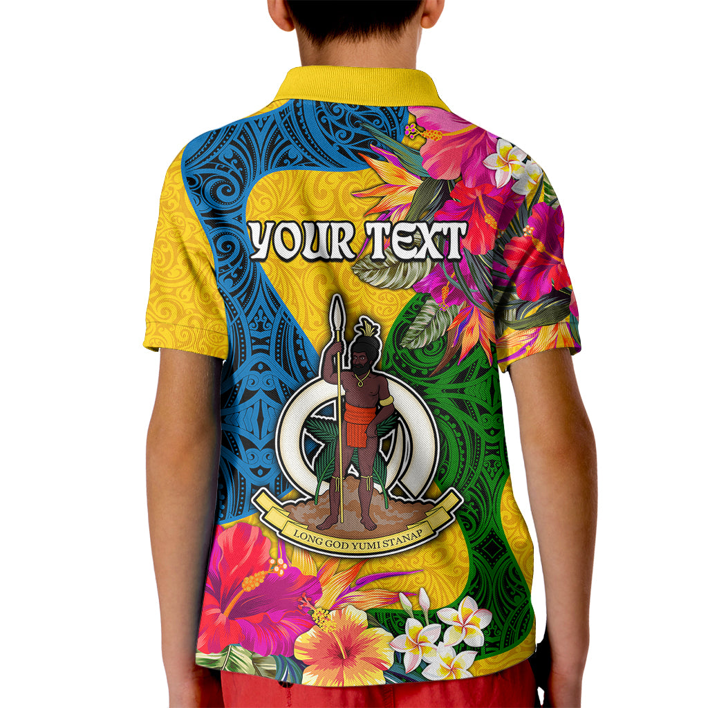 Personalised Malampa Day Kid Polo Shirt Proud To Be A Ni-Van Beauty Pacific Flower LT03 - Polynesian Pride