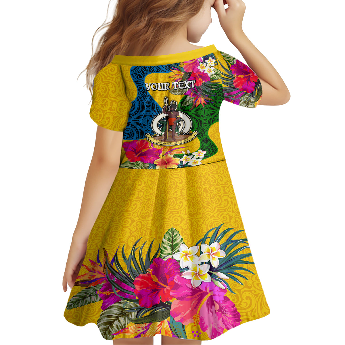 Personalised Malampa Day Kid Short Sleeve Dress Proud To Be A Ni-Van Beauty Pacific Flower LT03 - Polynesian Pride