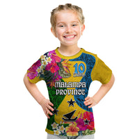 Personalised Malampa Day Kid T Shirt Proud To Be A Ni-Van Beauty Pacific Flower LT03 Yellow - Polynesian Pride