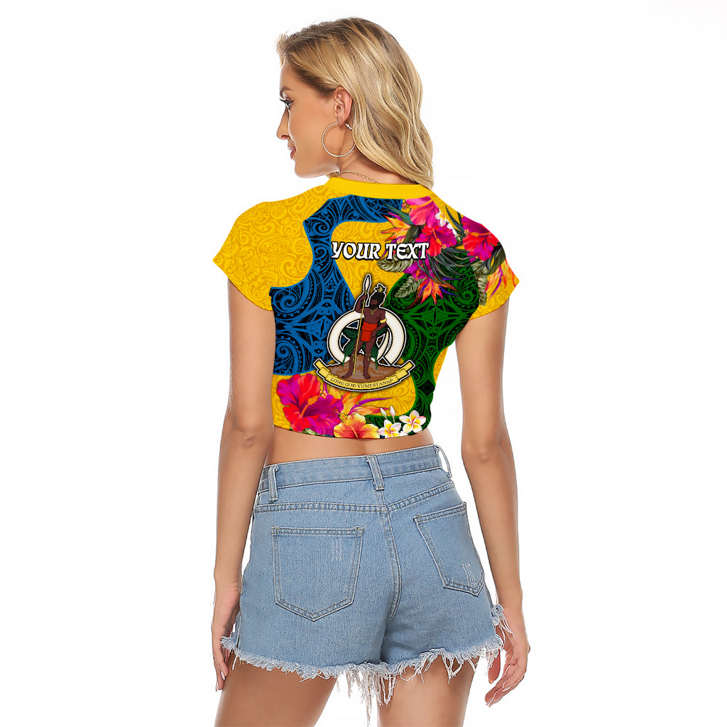 Personalised Malampa Day Raglan Cropped T Shirt Proud To Be A Ni-Van Beauty Pacific Flower LT03 - Polynesian Pride