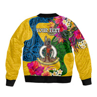 Personalised Malampa Day Sleeve Zip Bomber Jacket Proud To Be A Ni-Van Beauty Pacific Flower LT03 - Polynesian Pride