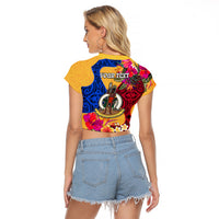 Personalised Torba Day Raglan Cropped T Shirt Proud To Be A Ni-Van Beauty Pacific Flower LT03 - Polynesian Pride