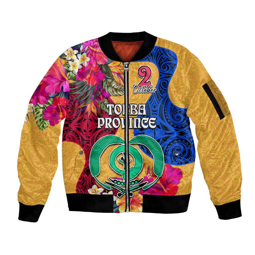 Personalised Torba Day Sleeve Zip Bomber Jacket Proud To Be A Ni-Van Beauty Pacific Flower LT03 Unisex Yellow - Polynesian Pride