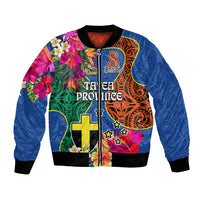 Tafea Day Bomber Jacket Proud To Be A Ni-Van Beauty Pacific Flower LT03 Unisex Blue - Polynesian Pride