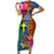 Tafea Day Short Sleeve Bodycon Dress Proud To Be A Ni-Van Beauty Pacific Flower LT03 Long Dress Blue - Polynesian Pride