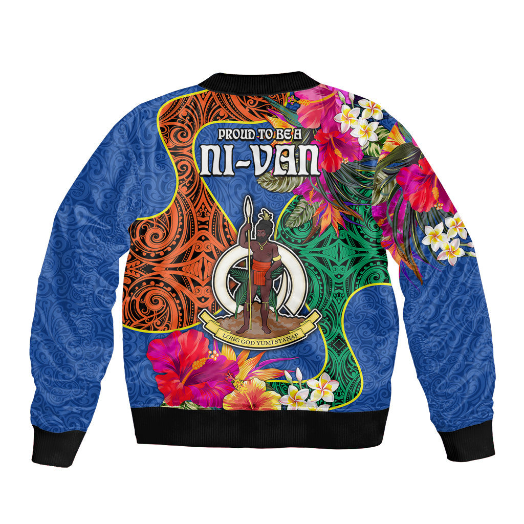 Tafea Day Sleeve Zip Bomber Jacket Proud To Be A Ni-Van Beauty Pacific Flower LT03 - Polynesian Pride