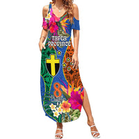 Personalised Tafea Day Family Matching Summer Maxi Dress and Hawaiian Shirt Proud To Be A Ni-Van Beauty Pacific Flower LT03 - Polynesian Pride