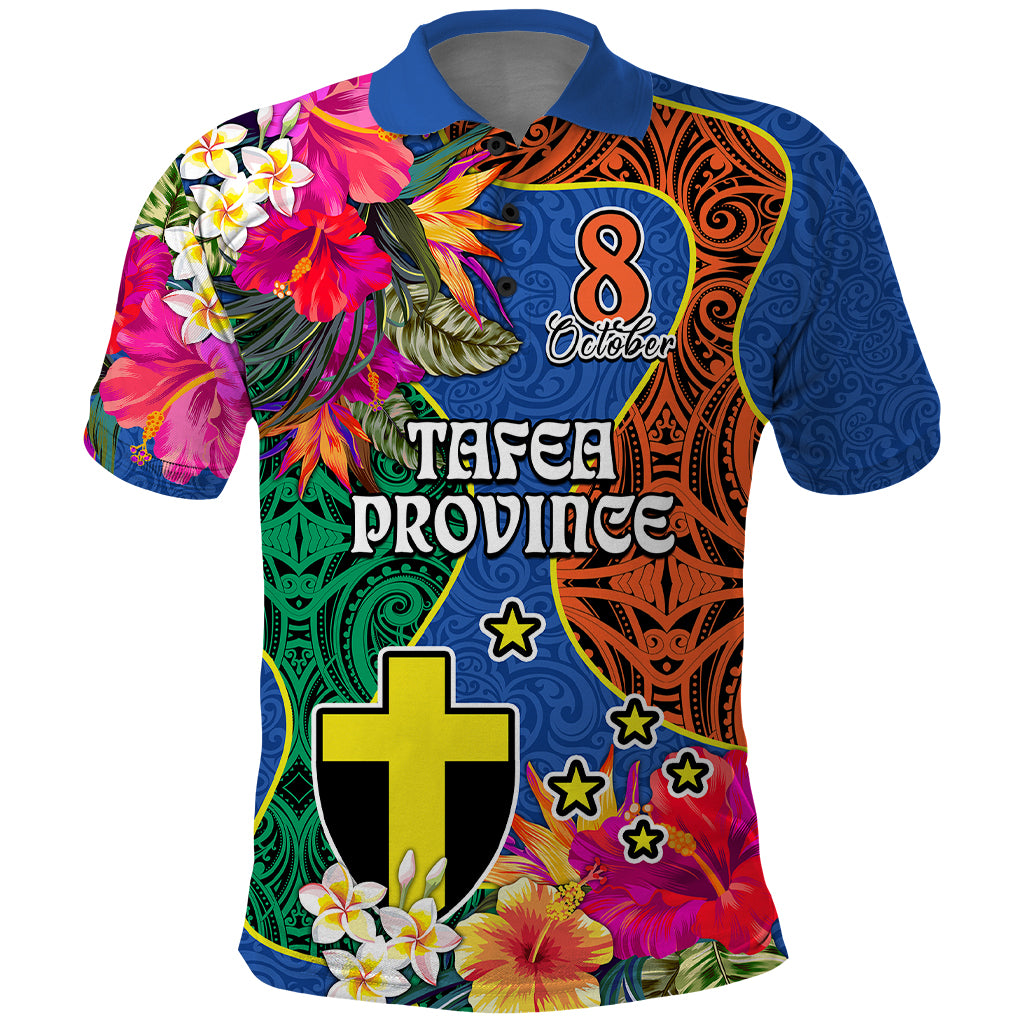 Personalised Tafea Day Polo Shirt Proud To Be A Ni-Van Beauty Pacific Flower LT03 Blue - Polynesian Pride