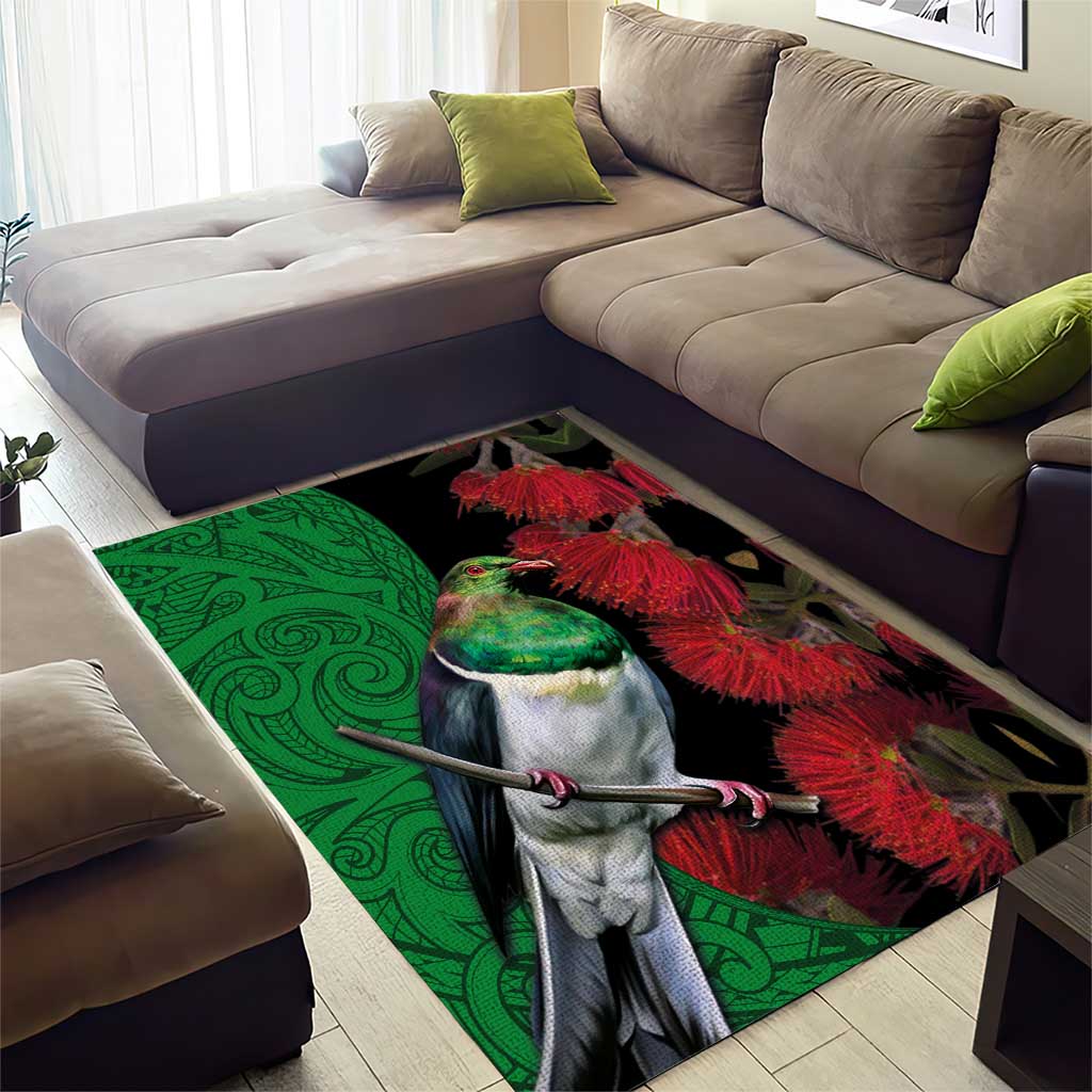 New Zealand Kereru And Pohutukawa Area Rug Maori Tribal Tattoo