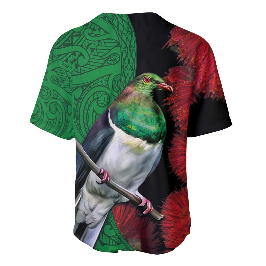 New Zealand Kereru And Pohutukawa Baseball Jersey Maori Tribal Tattoo LT03 - Polynesian Pride