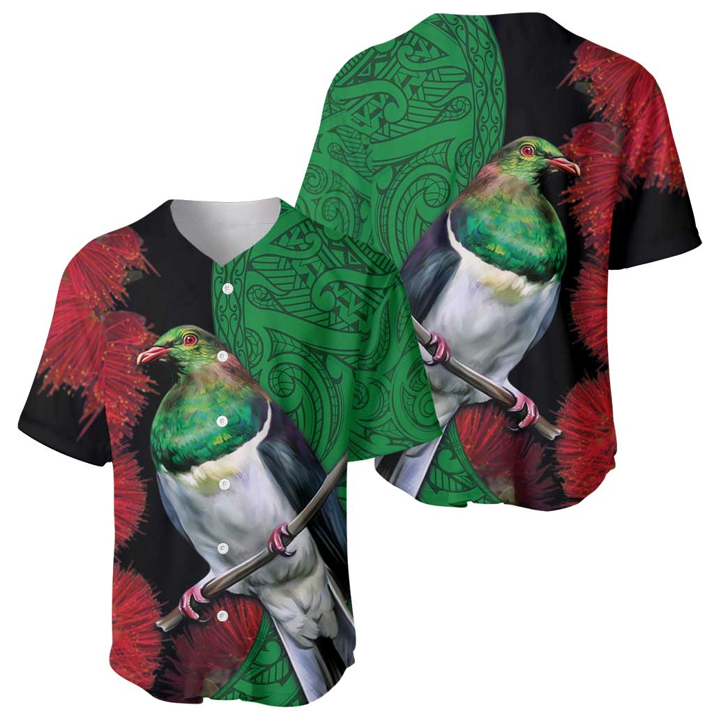 New Zealand Kereru And Pohutukawa Baseball Jersey Maori Tribal Tattoo LT03 - Polynesian Pride