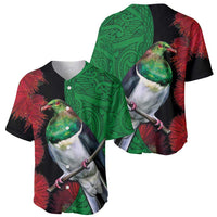 New Zealand Kereru And Pohutukawa Baseball Jersey Maori Tribal Tattoo LT03 - Polynesian Pride